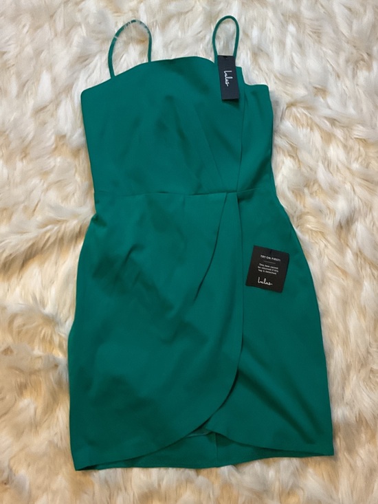 Lulus Dresses & Skirts - Lulu's Teal Spaghetti Strap Tulip Mini Dress